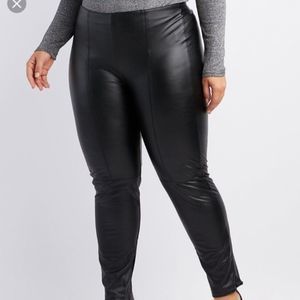 Charlotte Russe High-waisted Faux Leather Pleated Side Zip Pull-on Pant/Legging